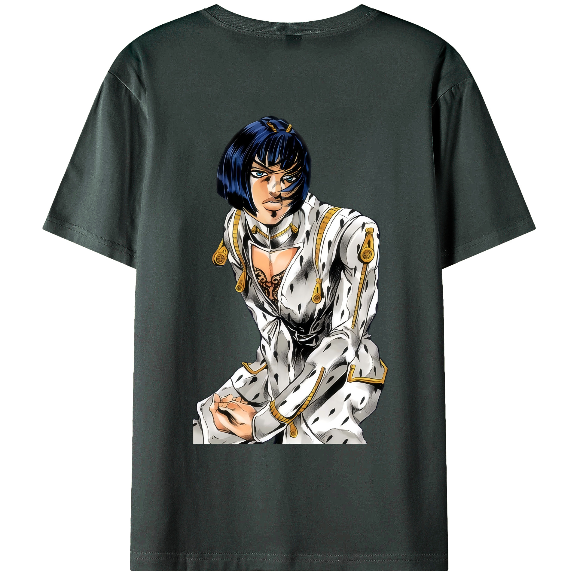 （画像用） ジョジョの奇妙な冒険 ブローノ?ブチャラティ JoJo's Bizarre Adventure Bruno Bucciarati 綿100％ メンズ半袖Tシャツ（バックプリント） 通気性